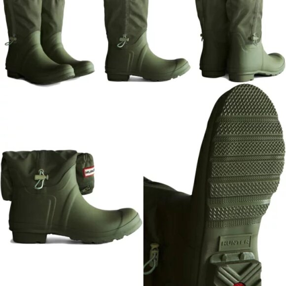 NEW HUNTER Original Tall Travel Boots in lichen green/everglade green 261 6T8 - Picture 5 of 8